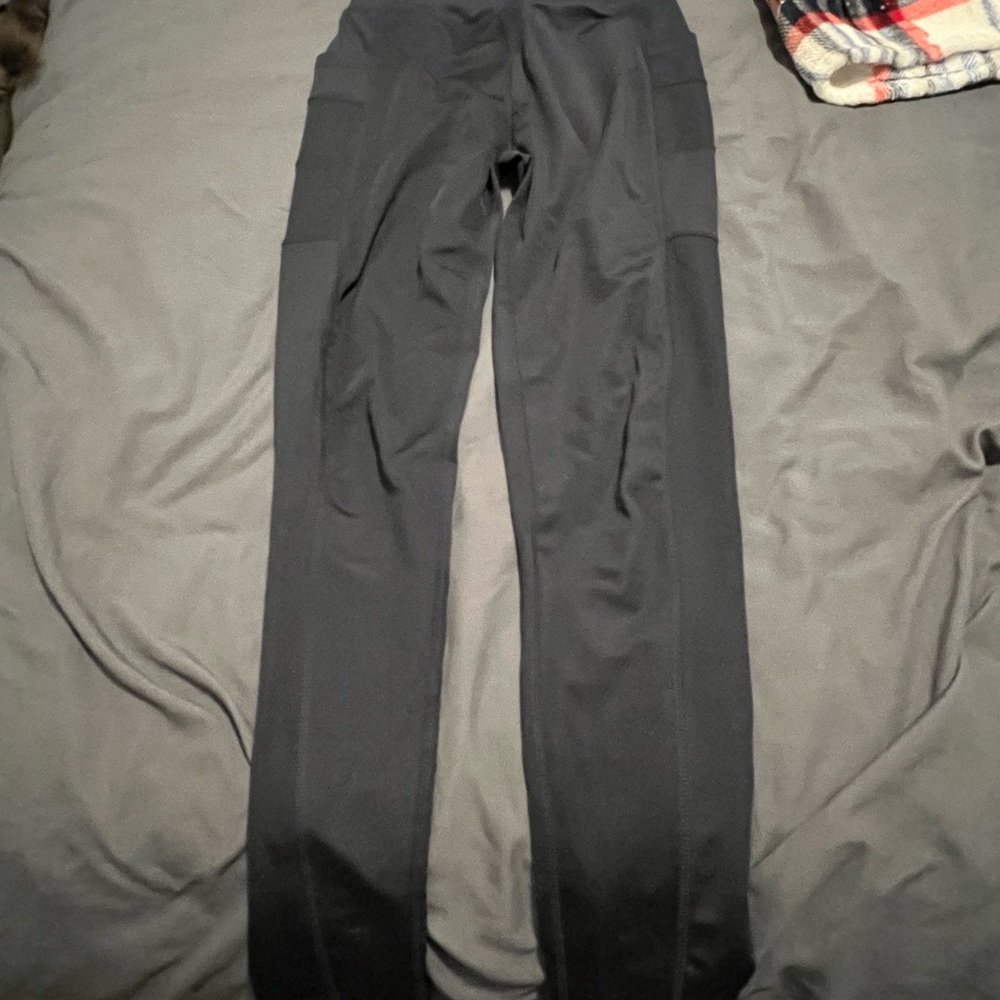 Navy workout pants with side pockets